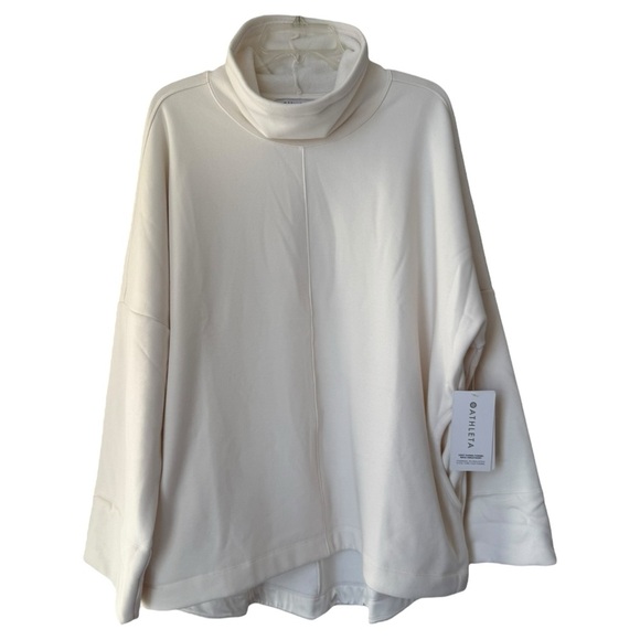 NWT Athleta Cozy Karma Funnel Neck Sweater Size XL Cream White Ivory Fleece - Picture 2 of 8